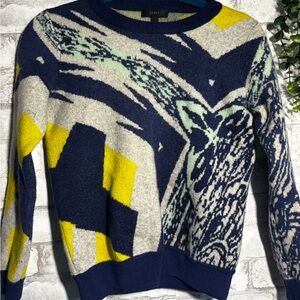 J Crew Wool Blend Multicolor Patterned Sweater Y2K